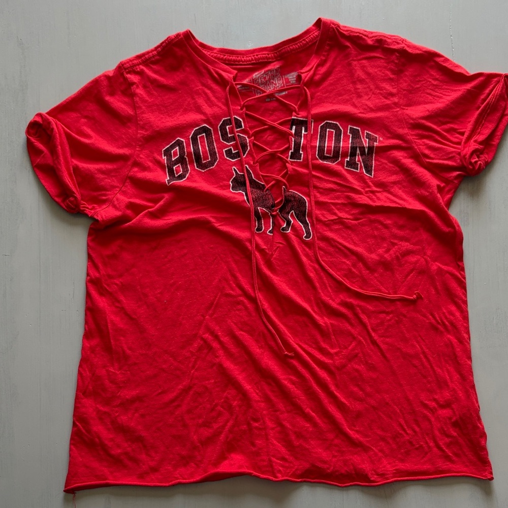 Original Retro Brand Boston University Lace-Up Red Tee